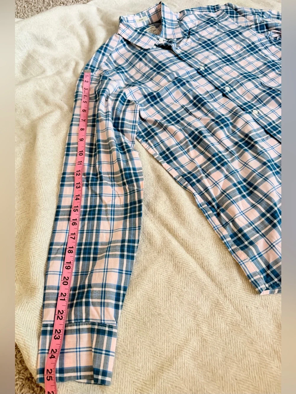 J.Crew Secret Wash Checkered pink/blue Buttoned Collar Size Small Slim NWOT